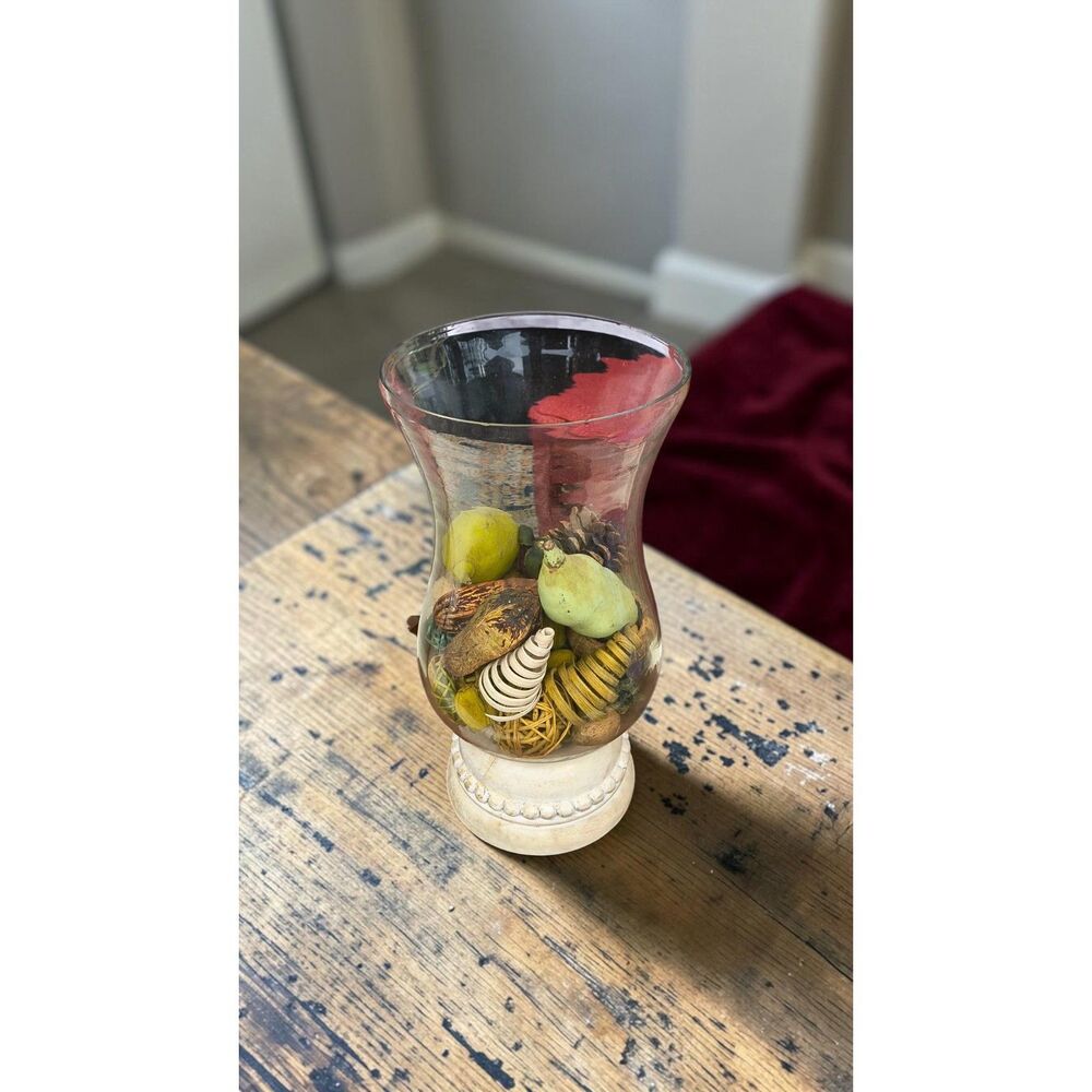 Glass Hurricane Vase on Pedestal Base